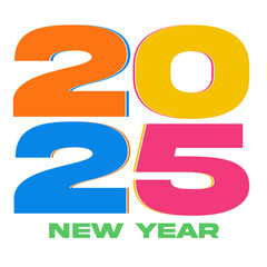 Colourful 2025 New Year  Logo Design Concept on a Transparent Background