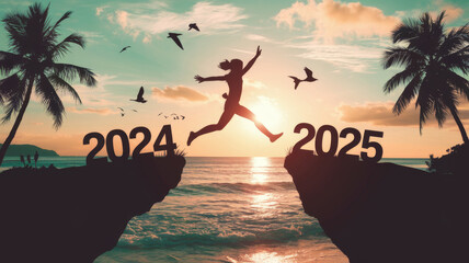 Leaping Into 2025: A Sunset Journey of New Beginnings