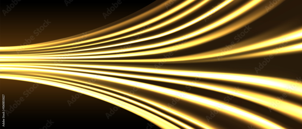 Poster abstract yellow light fast speed motion curve technology futuristic background vector