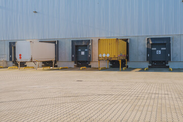 industrial loading docks of a warehouse