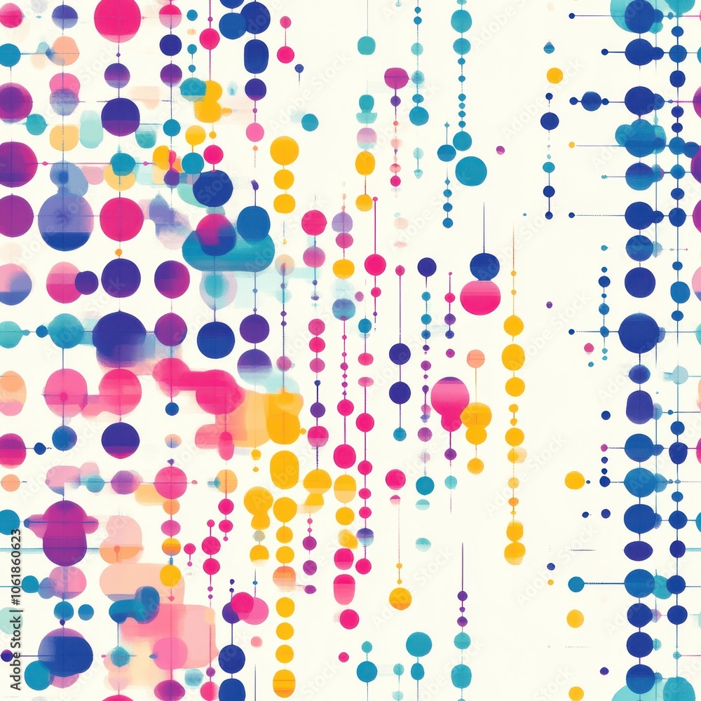 Poster Colorful abstract data points creating a vibrant, dynamic pattern on a light background for creative design inspiration