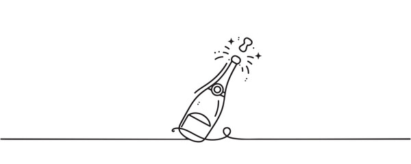 Continuous one line drawing of champagne bottle. vector illustration © Hanna