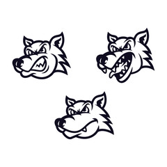 wolf head cartoon mascot line logo