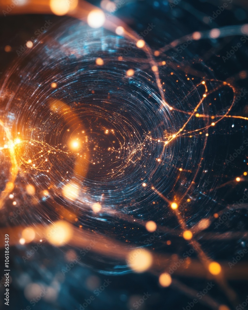 Fototapete abstract energy grid showcasing dynamic light patterns in a swirling, futuristic vortex during a nig