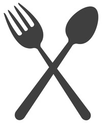 Spoon and fork icon isolated on white background.