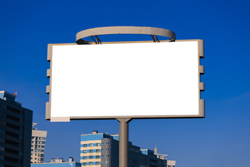 Obraz premium Background for design, white billboards on city streets and along roads in the summer day