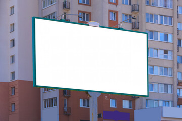 Obraz premium Background for design, white billboards on city streets and along roads in the summer day