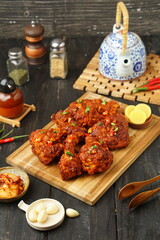 grilled chicken wings with vegetables