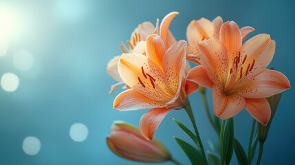 Fototapeta premium Peach Lilies Blooming in the Sun