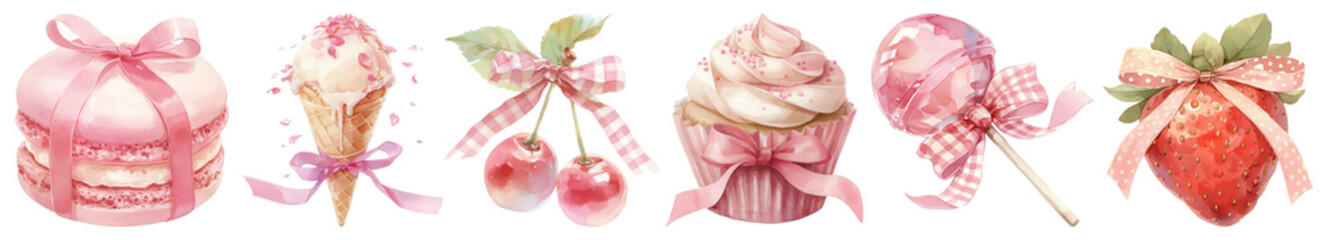 pink coquette png cut out element set