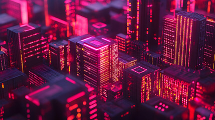 Obraz premium Cyberpunk Cityscape, neon, lights, glow, futuristic, urban