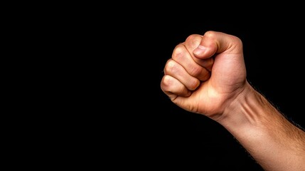 Clenched Fist on Black Background