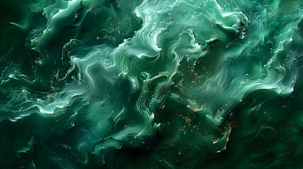 Abstract Green And Gold Swirling Background