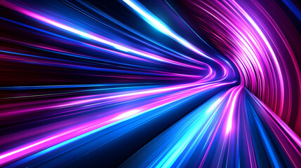 Obraz premium Abstract Speed Lines in Tunnel, neon, light, blue, pink, purple