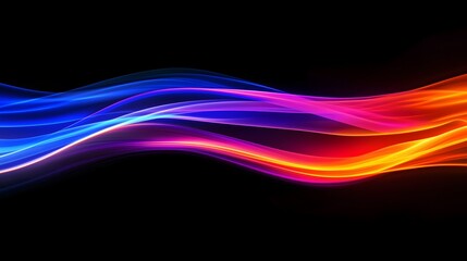 Colorful Flowing Light Wave on Black Background