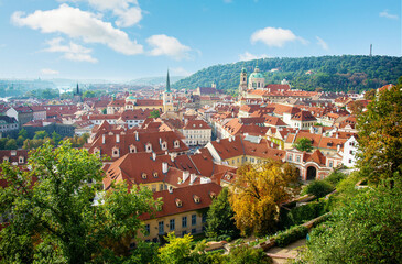 Fototapeta premium Rooftops and spires, Prague, Czech Republic