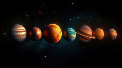 Fototapeta premium Planets in Space, Solar System, Astronomy, Outer Space