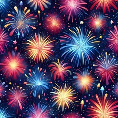 Fototapeta premium Vibrant Fireworks Display Against the Night Sky