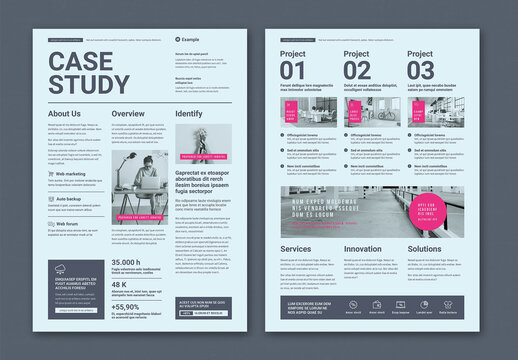 Project Case Study Template in Black and WHite with Pink Accents