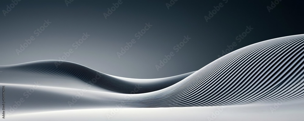 Poster abstract waves with smooth curves and lines on a dark gradient background