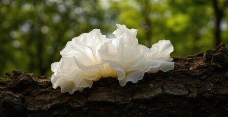 Chinese gelatinous fungi. Tremella fuciformis. Snow fungus.	