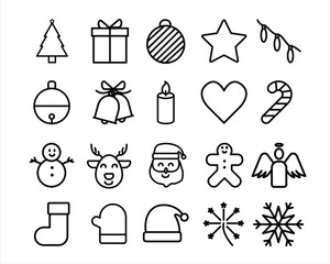 minimalis christmas icon set with white background