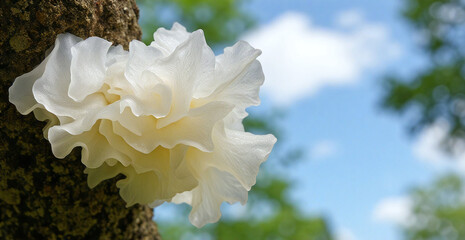 Chinese gelatinous fungi. Tremella fuciformis. Snow fungus.	