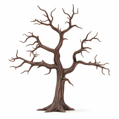 Fototapeta premium Dead Tree Isolated on White Background, bare tree, tree branches, autumn, winter, nature