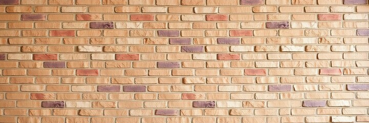 Obraz premium Light brown brick wall with rough texture background, rough, building, construction