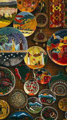 Armenian ceramic souvenir plates for sale in Yerevan