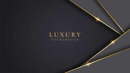 Abstract shape black and gold lines luxury background