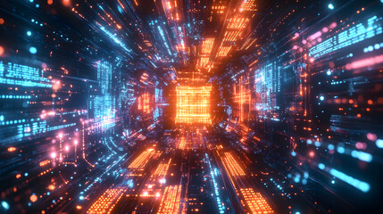 An abstract image of AI as a glowing network of circuits and data streams symbolizing the future of technology Stock Photo with copy space