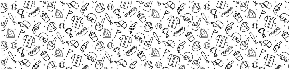 baseball seamless pattern background monochrome hand drawing icon