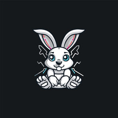 Bunny technology logo icon design template flat vector
