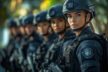 Female SWAT Team Members in Formation