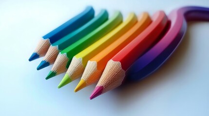 Fototapeta premium Frame made of color pencils on white background