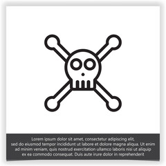 Vector skull and bones icon logo design vector graphic illustration symbol