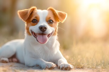 Curious Dog with Tongue Out in Warm Light