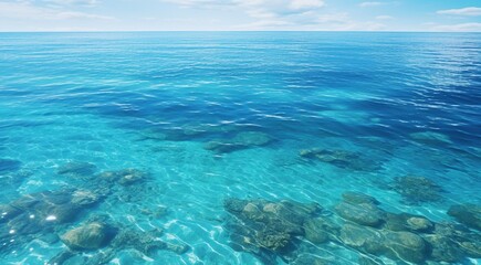 coral blue water in ocean, oceanic view, fantastic view of the ocean