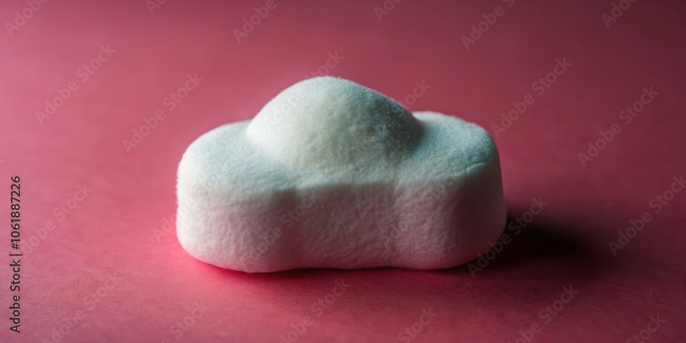 Poster A single marshmallow resting on a soft pink surface, a simple yet striking study in contrast and texture