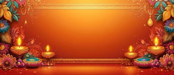 Vibrant Floral Diwali Celebration with Golden Glowing Centerpiece.