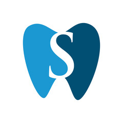 Tooth with initial letter S logo design vector illustration template white background