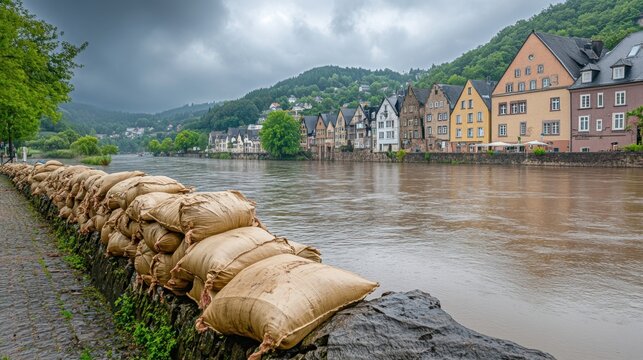 Flood Prevention Measures Along a Riverbank