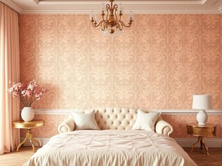 A beautiful and elegant peach wallpaper pattern with soft pastel tones, perfect for adding a touch of warmth and sophistication to any room, elegant, tones
