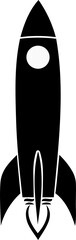 Illustration of a minimalist rocket heading for heights. Image that refers to growth, evolution, increase, enrichment