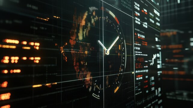 Digital World Clock with Financial Data Visualization