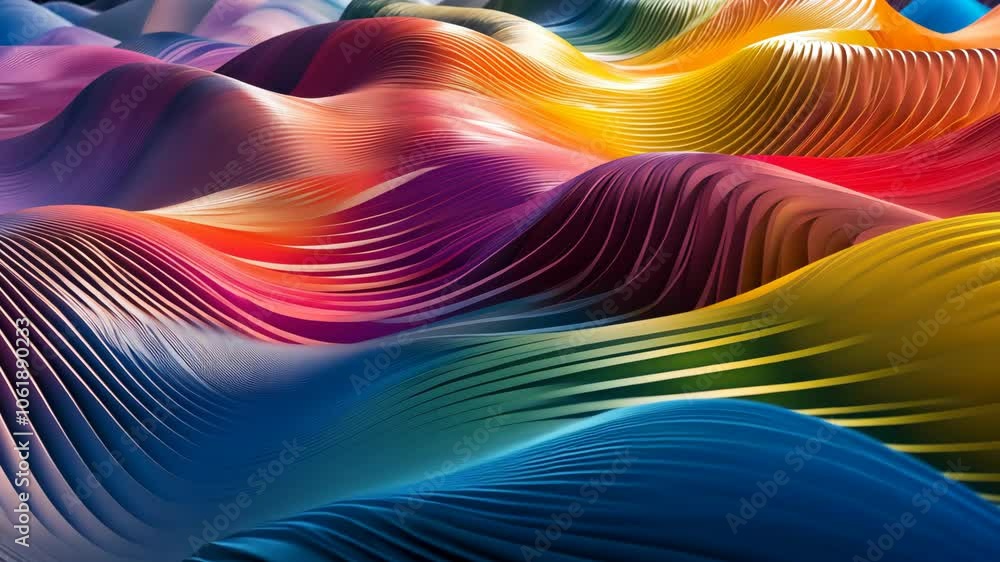Aufkleber a colorful abstract design of wavy lines, creating a textured, three-dimensional landscape