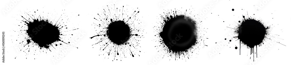Poster png ink explode effect, element set on transparent background