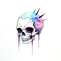 Watercolor Skull Art