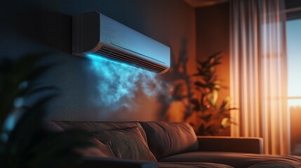 Modern Mini Split Air Conditioner in Cozy Living Room